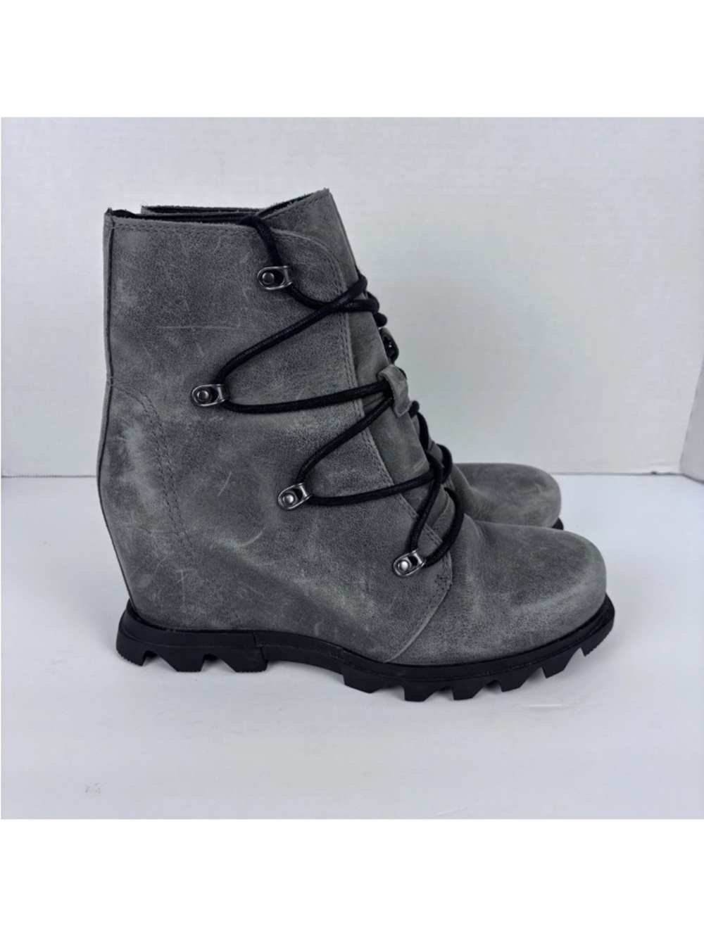 Sorel Joan of Arctic III Boots Waterproof Leather Wedge Womens Size 9 Gray